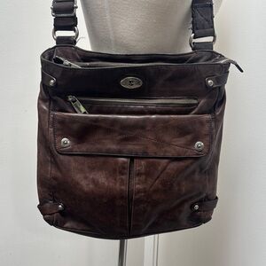 FRANCESCO BIASIA BROWN LEATHER CROSS BODY BAG